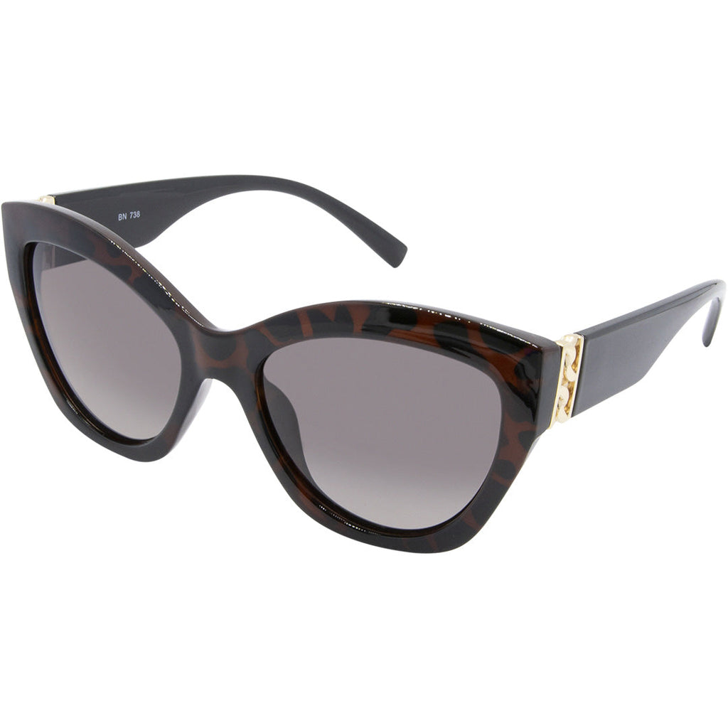 Chloe Polarised Oversized Cat Eyes Sunglasses Women Tort Brown Black Ice