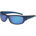 Clive Polarised Wrap Sunglasses (Men) - Matte Black Blue