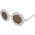 Flowerpower Round Women's White Flower Sunglasses