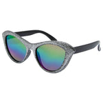 Harper Cat Eye Polarised Sunglasses (Kids) - Black Sparkle Rainbow