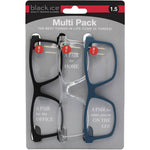 Jules Rectangle Reading Glasses Multi Pack in Black, Clear, and Navy