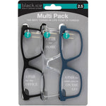 Jules Rectangle Reading Glasses Multi Pack in Black, Clear, and Navy