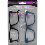 Jules Rectangle Reading Glasses Multi Pack in Black, Clear, and Navy