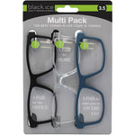 Jules Rectangle Reading Glasses Multi Pack in Black, Clear, and Navy