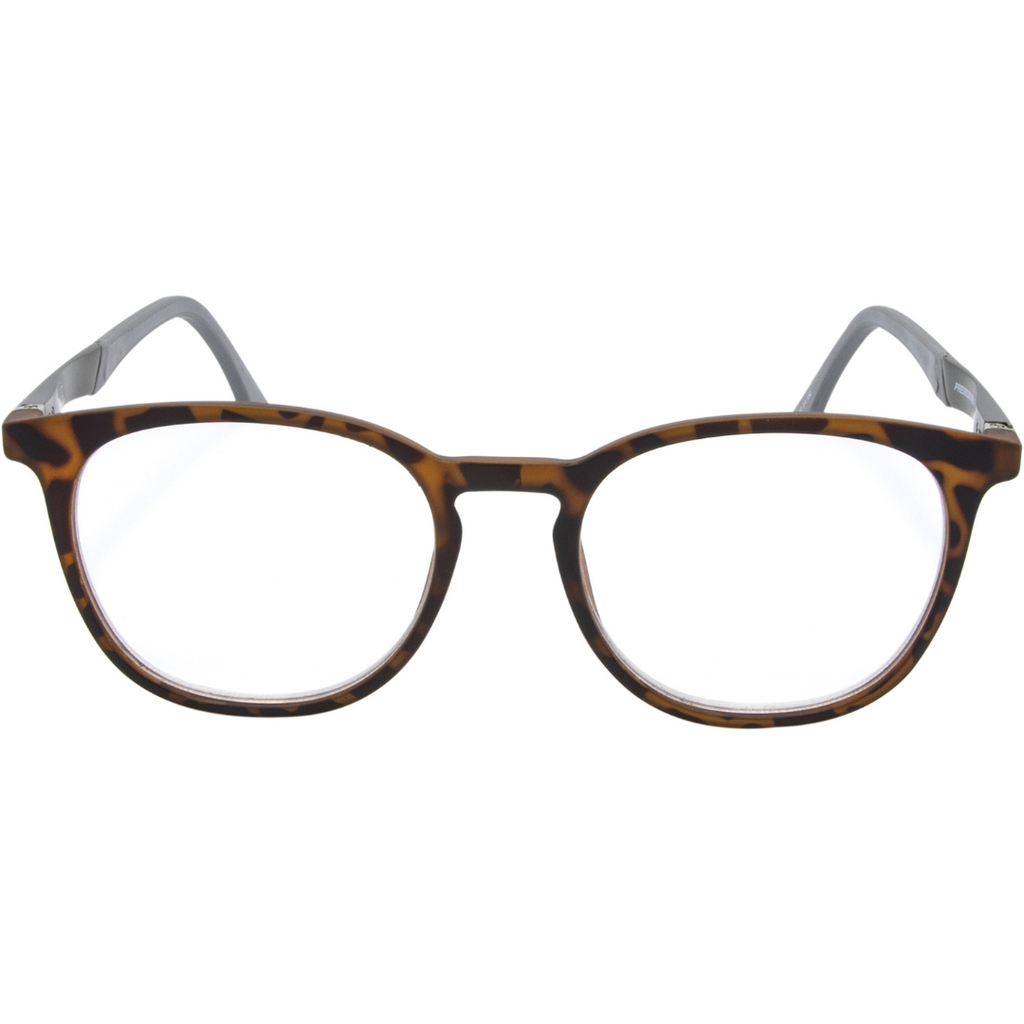 LPM 4152 Round Tortoise Shell Grey Reading Glasses Black Ice