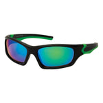 Lennox Wrap Around Sunglasses (Kids) - Matte Black Green