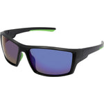 Logan Polarised Wrap Sunglasses (Men) - Matte Black Green