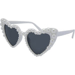 Lovestruck Heart Women's Pearl White Sunglasses