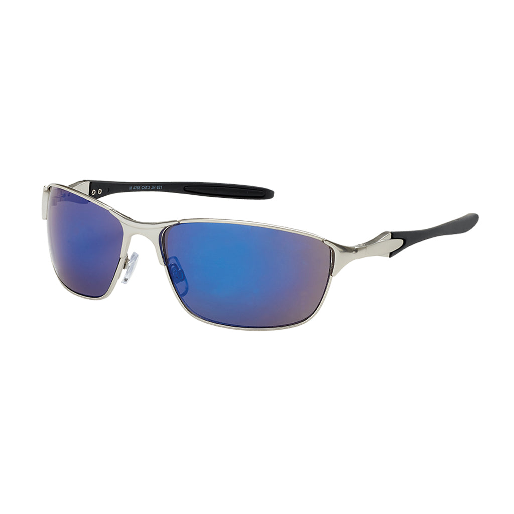 Malcolm Metal Wrap Around Sunglasses Men Silver Blue Black Ice