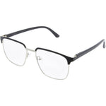 Metal 4139 Square Men's Reading Glasses - Silver Black