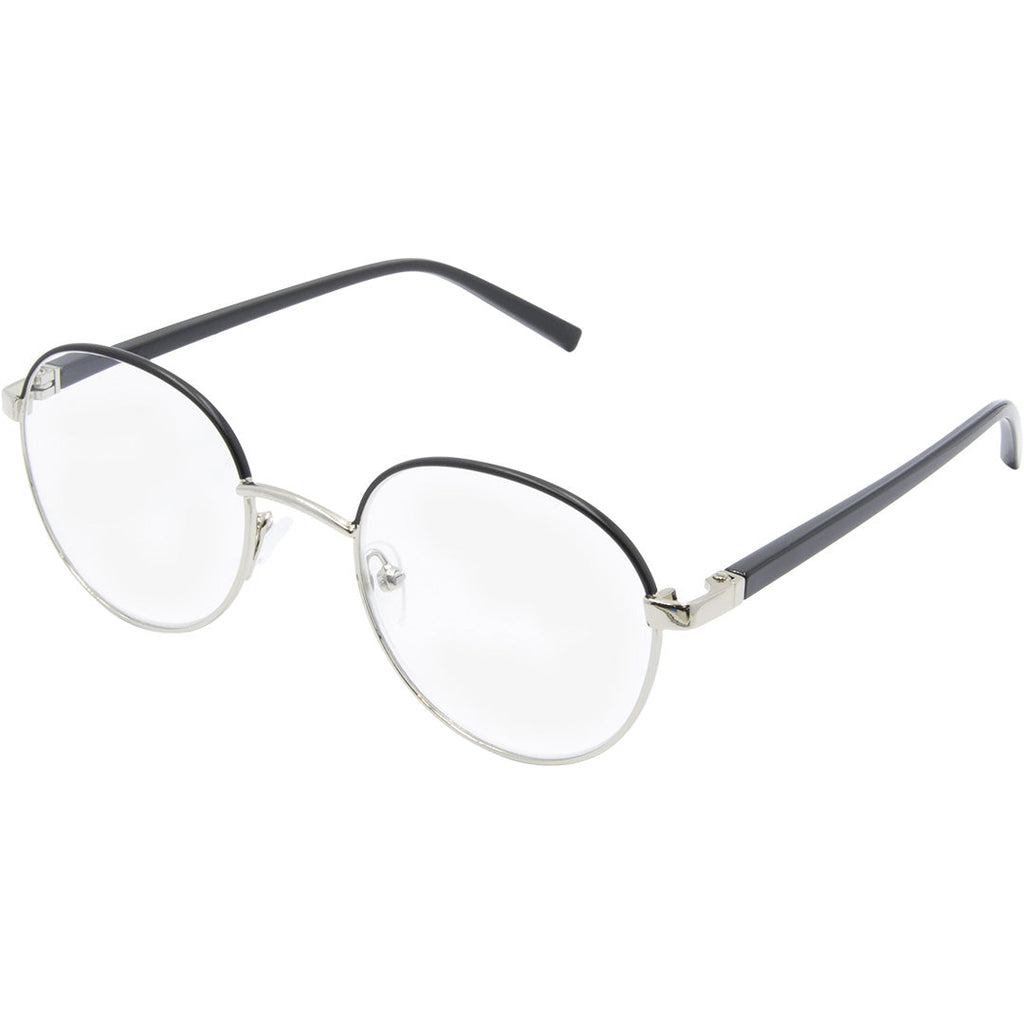 Metal 4143 Round Reading Glasses Silver – Black Ice