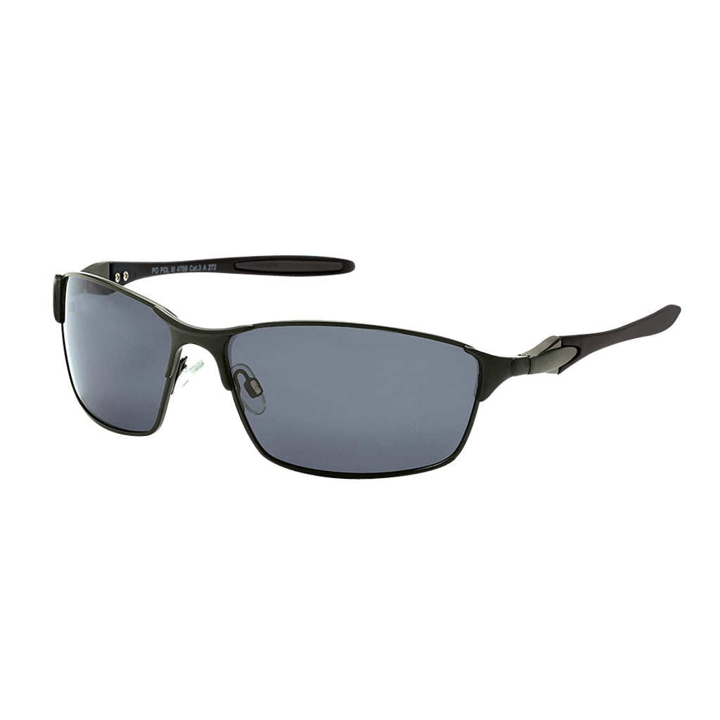 Malcolm Metal Wrap Around Sunglasses (Men) Dark Grey Smoke