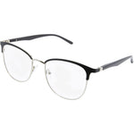 Metal LM 4141 Clubmaster Men's Reading Glasses - Black Silver