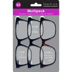 Jamie Square Reading Glasses Multi Pack in Black, Black and Tort