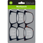 Jamie Square Reading Glasses Multi Pack in Black, Black and Tort