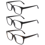 Jamie Square Reading Glasses Multi Pack in Black, Black and Tort