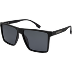 Theo Men's Polarised Rectangle Sunglasses - Black Rubber Smoke