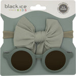 XK 8017 Polarised Round Sunglasses and Headband (Kids) - Sage Green Brown