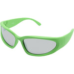 Zion Polarised Wrap Sunglasses (Unisex) - Green Silver