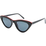 Greta Polarised Cat Eye Sunglasses (Women) - Black Smoke Red Metal Bridge