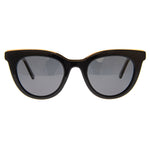 Adele Polarised Round Cat Eyes Sunglasses (Women) - Black White Tort Smoke