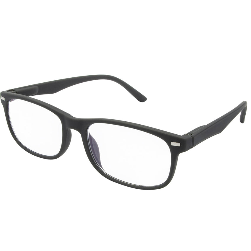 Recycled Grey Rectangle Blue Blocker Readers LB 4158 – Black Ice