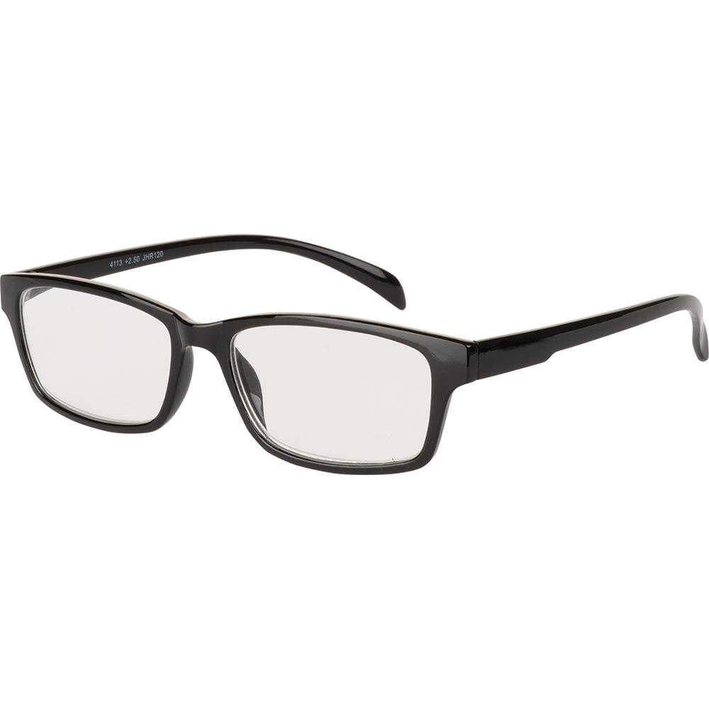 Reading Glasses for Men and Women - Terry Black Shiny Rectangular Frame ...