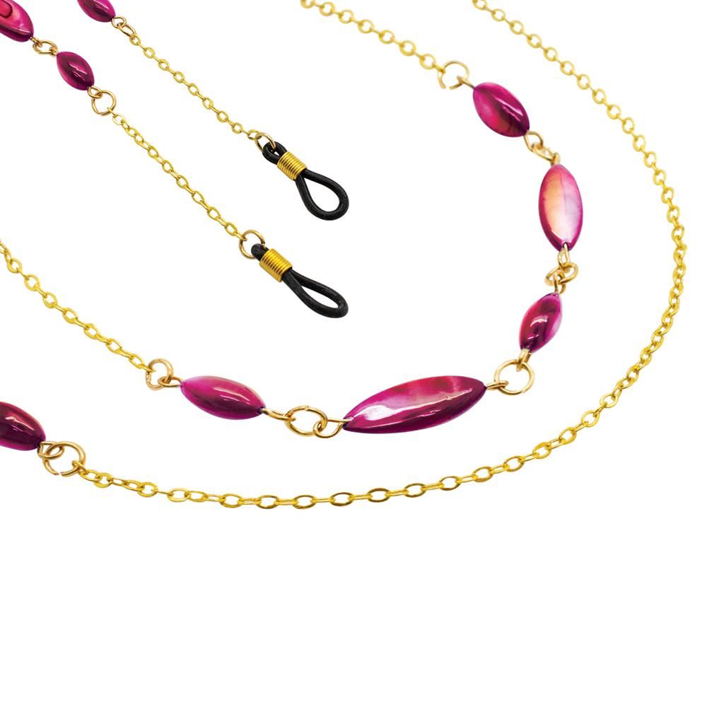 Premium Beaded Glasses Chain Pink Black Ice Black Ice