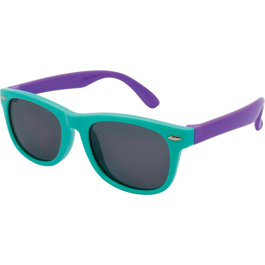 Kids Polarised Sunglasses Bendy Frankie Torquoise Smoke Made from TPE