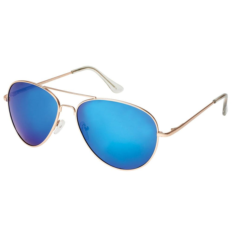 Unisex Polarised Aviator Metal Sunglasses Riley Gold Blue – Black Ice